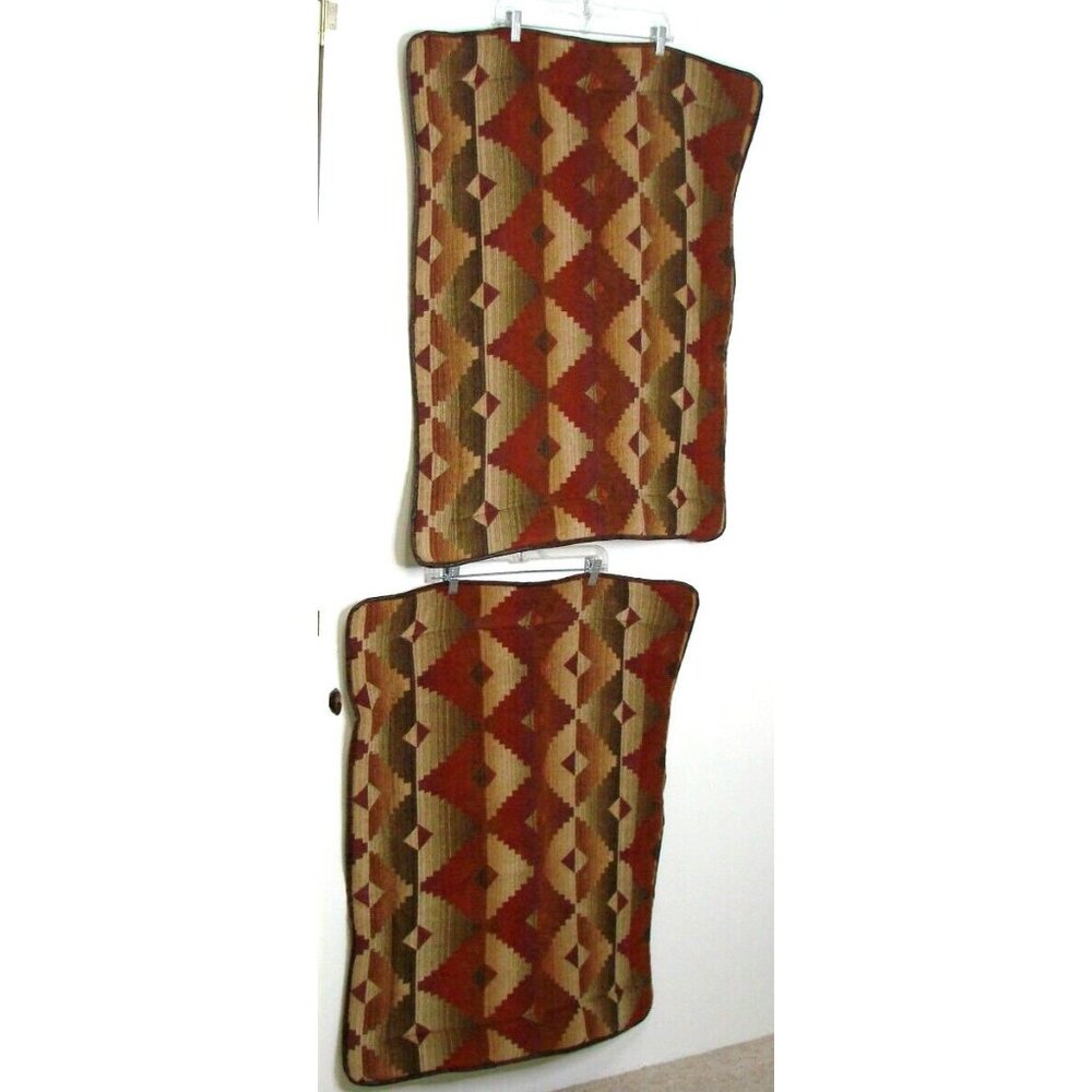 Pair Croscill Pillow Cover Cases Shams Chenille Standard 27X21" Santa Fe Rust SW